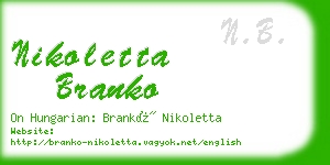 nikoletta branko business card